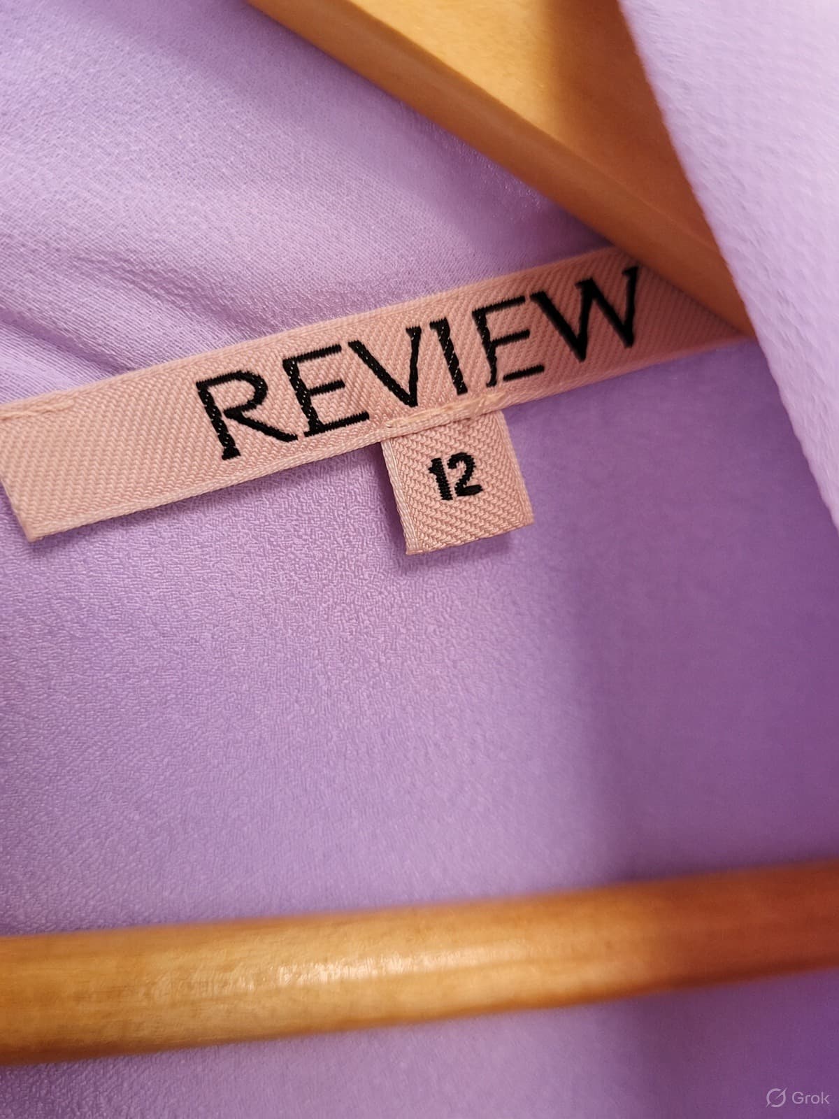 REVIEW Lavender Tie Neck Bell Sleeve Blouse Size 12 — photo 5 of 7