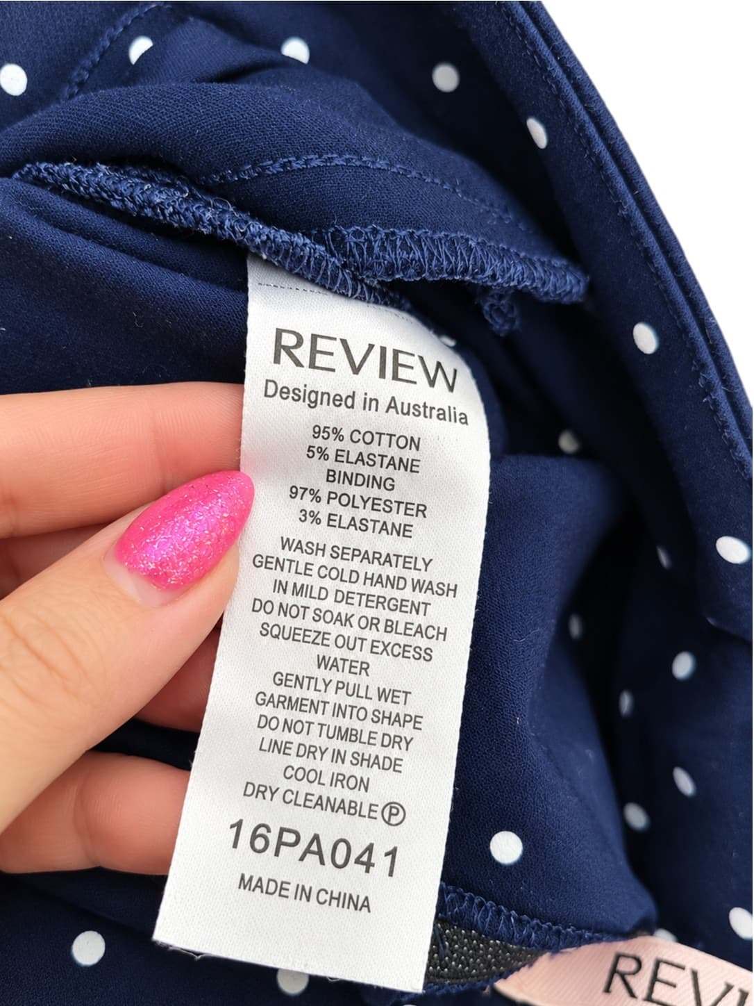 REVIEW Navy Blue White Polka Dot Slim Leg Tailored Pants Size 8 — photo 3 of 6