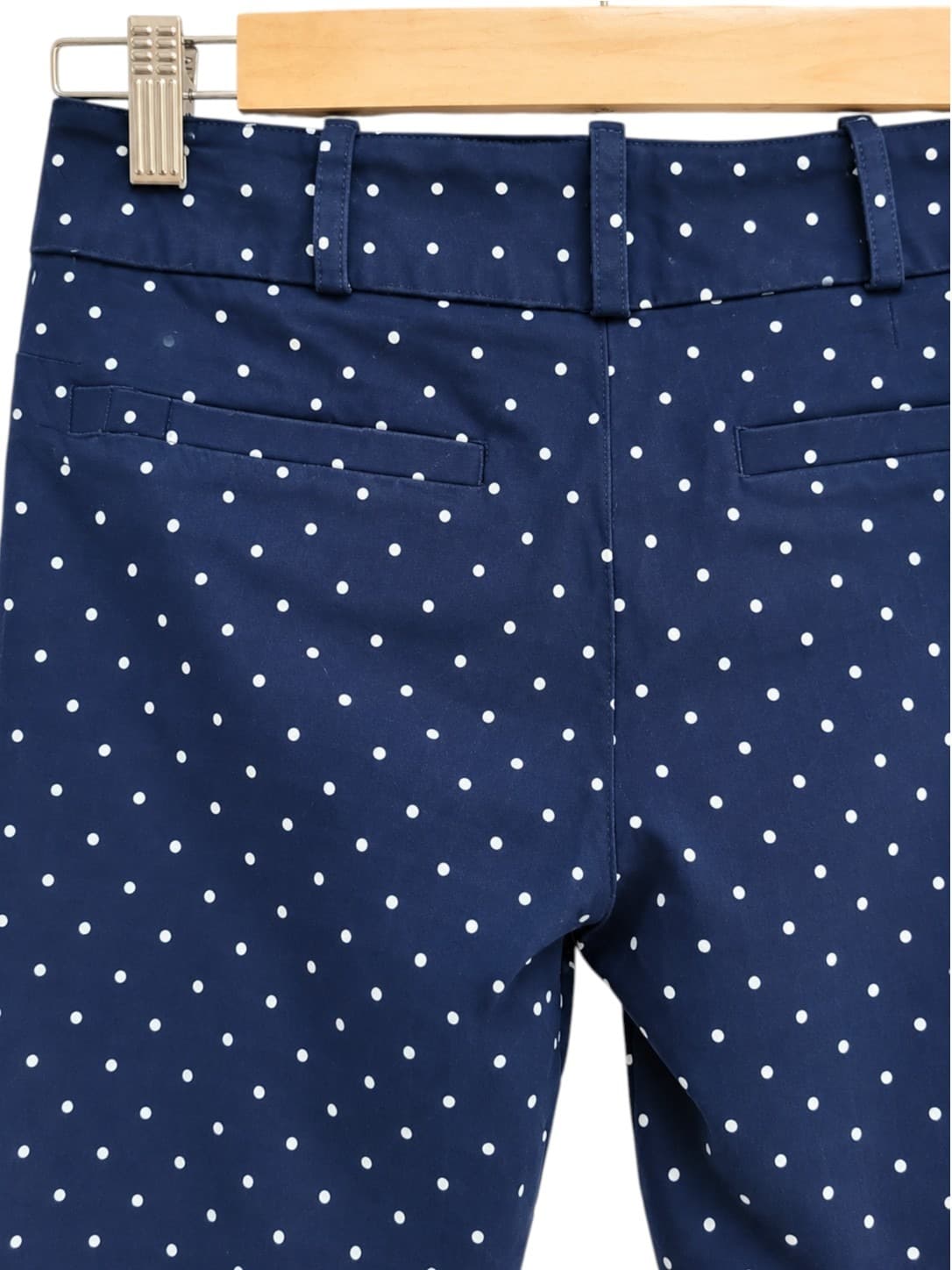 REVIEW Navy Blue White Polka Dot Slim Leg Tailored Pants Size 8 — photo 5 of 6
