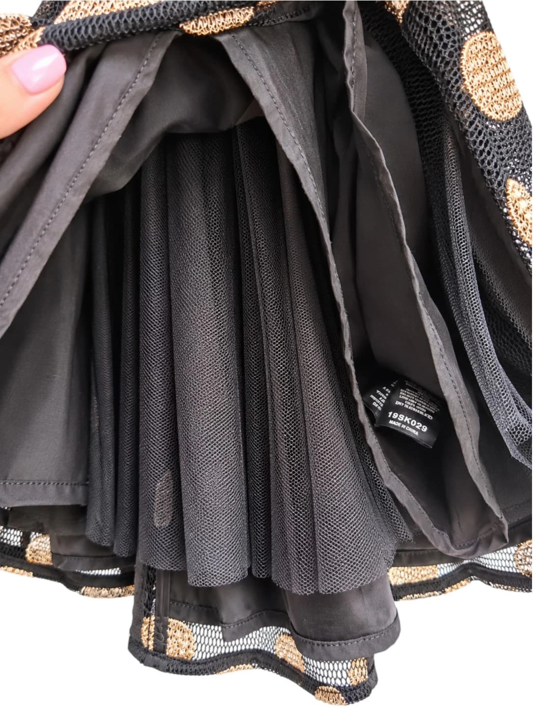 Review Night in New York Skirt Size 6 Black Gold Polka Dot Tulle BNWT — photo 4 of 10