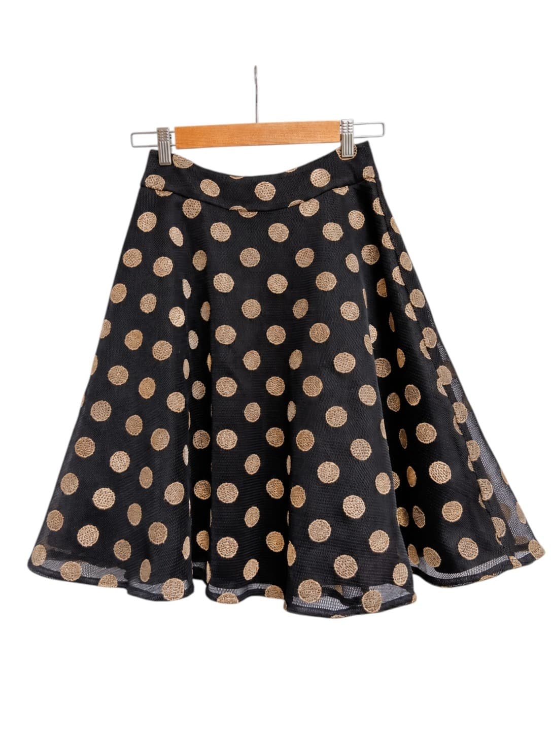 Review Night in New York Skirt Size 6 Black Gold Polka Dot Tulle BNWT — photo 1 of 10