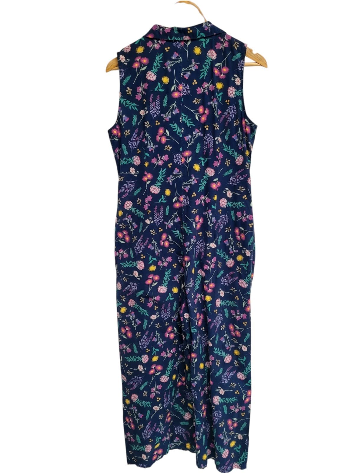 REVIVAL Navy Floral Print Sleeveless Wide Leg Jumpsuit Size 10 — photo 2 of 7