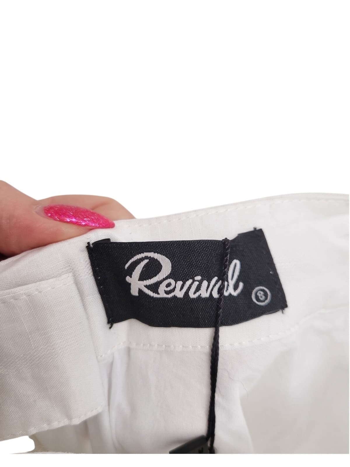 REVIVAL White Flamingo Print Cotton A-Line Midi Skirt BNWT Size 8 — photo 6 of 9
