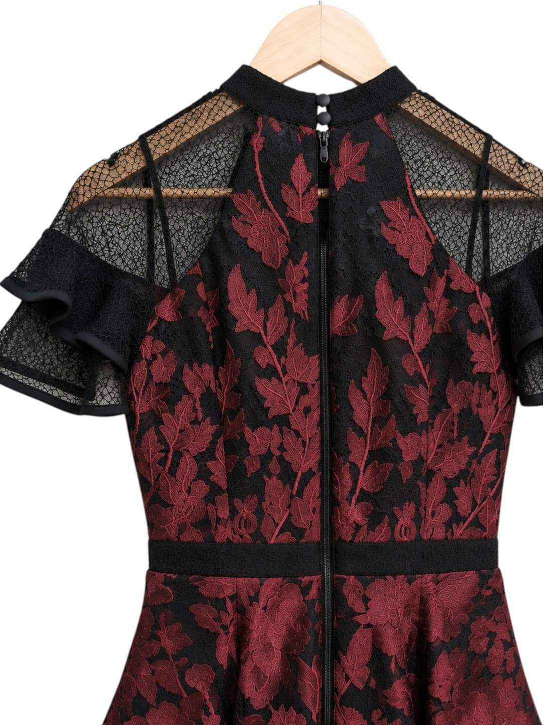 RODEO SHOW Burgundy Floral Embroidered Lace Ruffle Dress Size 6 — photo 5 of 7