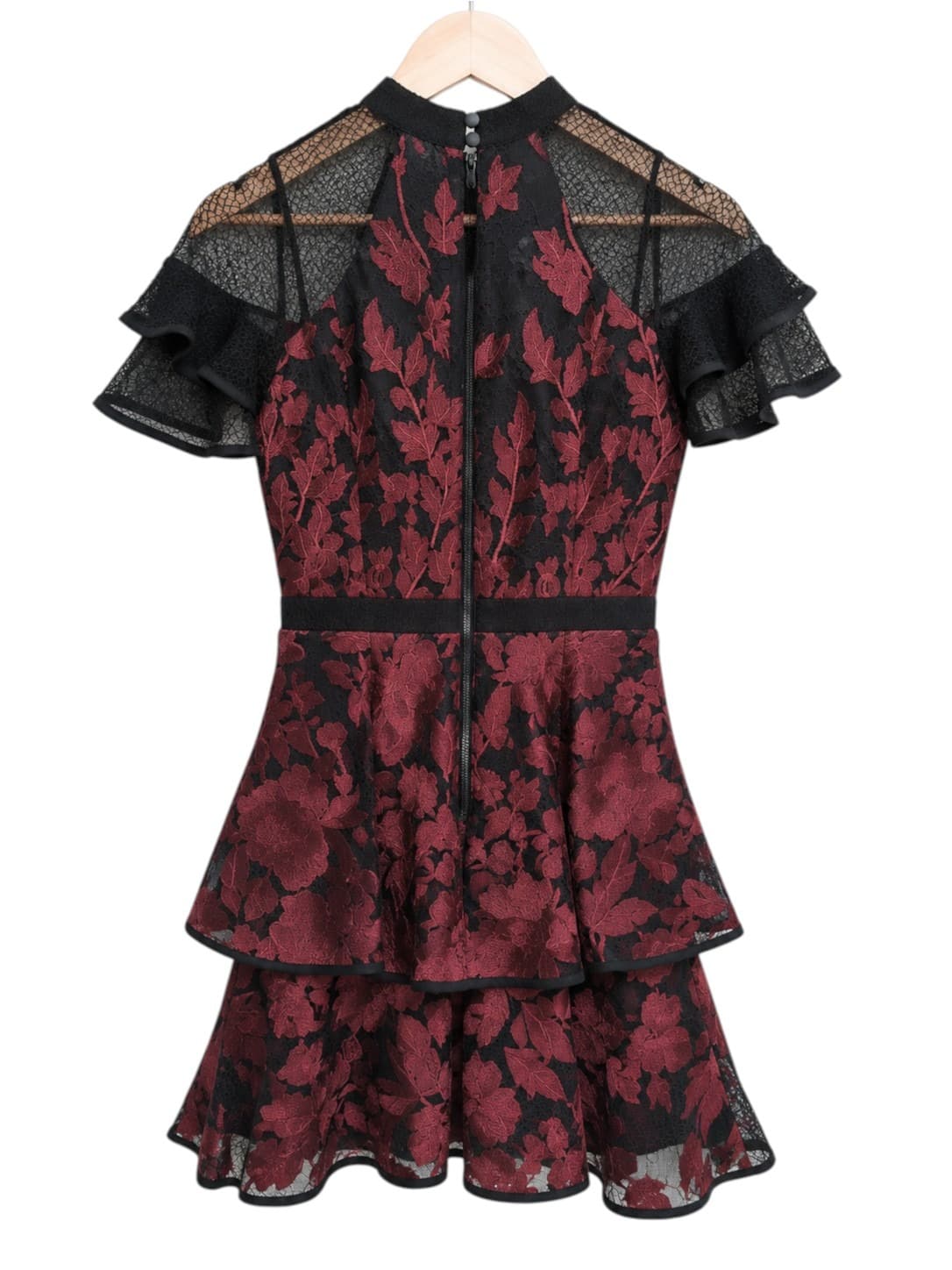 RODEO SHOW Burgundy Floral Embroidered Lace Ruffle Dress Size 6 — photo 6 of 7