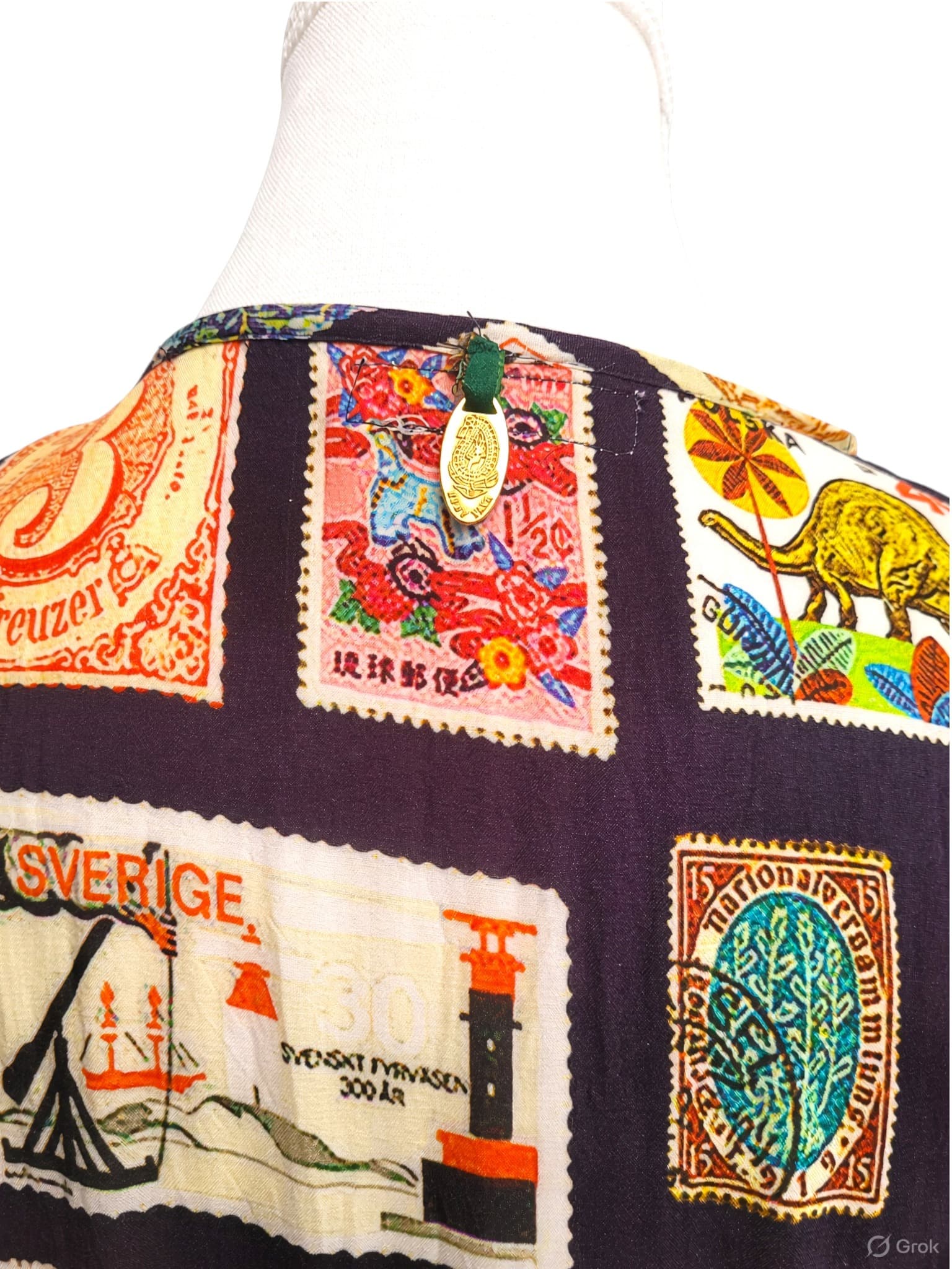 RUBY YAYA Vintage Postage Stamp Print Tiered Maxi Dress Size XS — photo 8 of 8