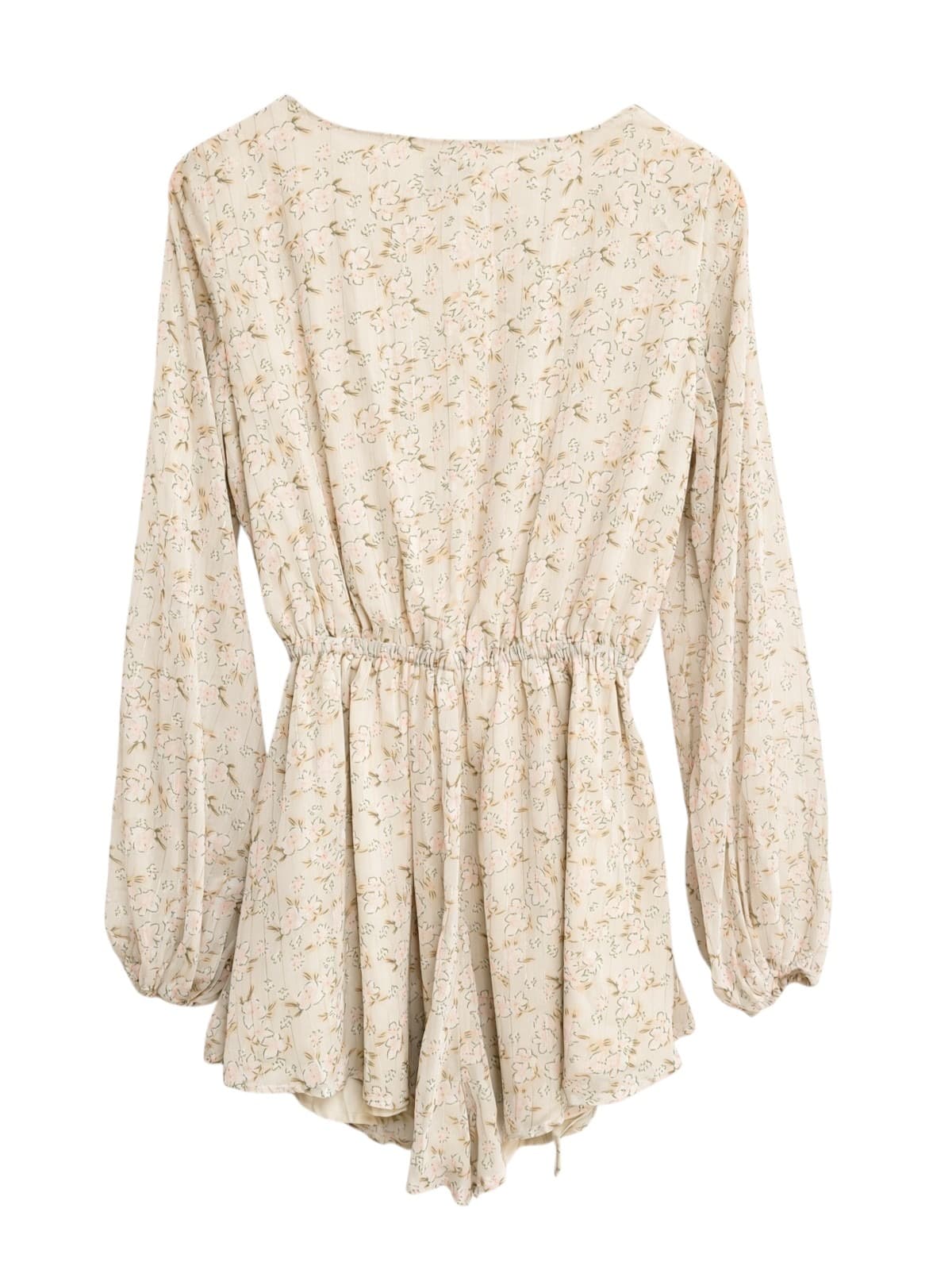 SABO Floral Cutout Long Sleeve Romper Beige Size M — photo 4 of 9