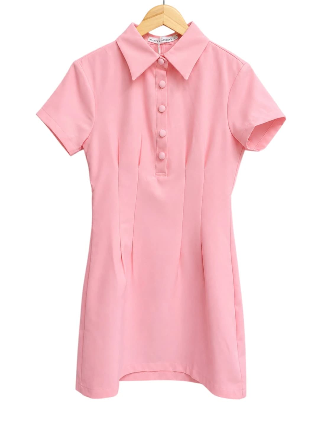 SAINTS & SECRETS Pink Collared Button Front Mini Dress BNWT Size 12 — photo 1 of 6
