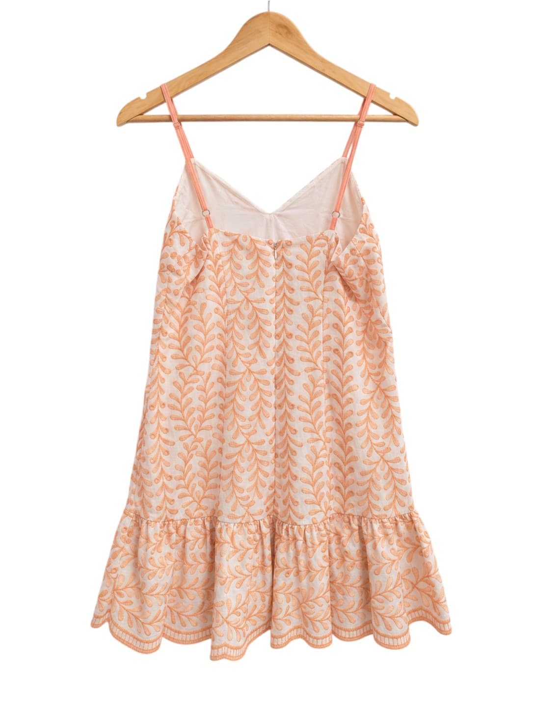 Saints + Secrets Womens Mini Dress Size 8 White Peach Embroidered Boho Rayon — photo 5 of 7