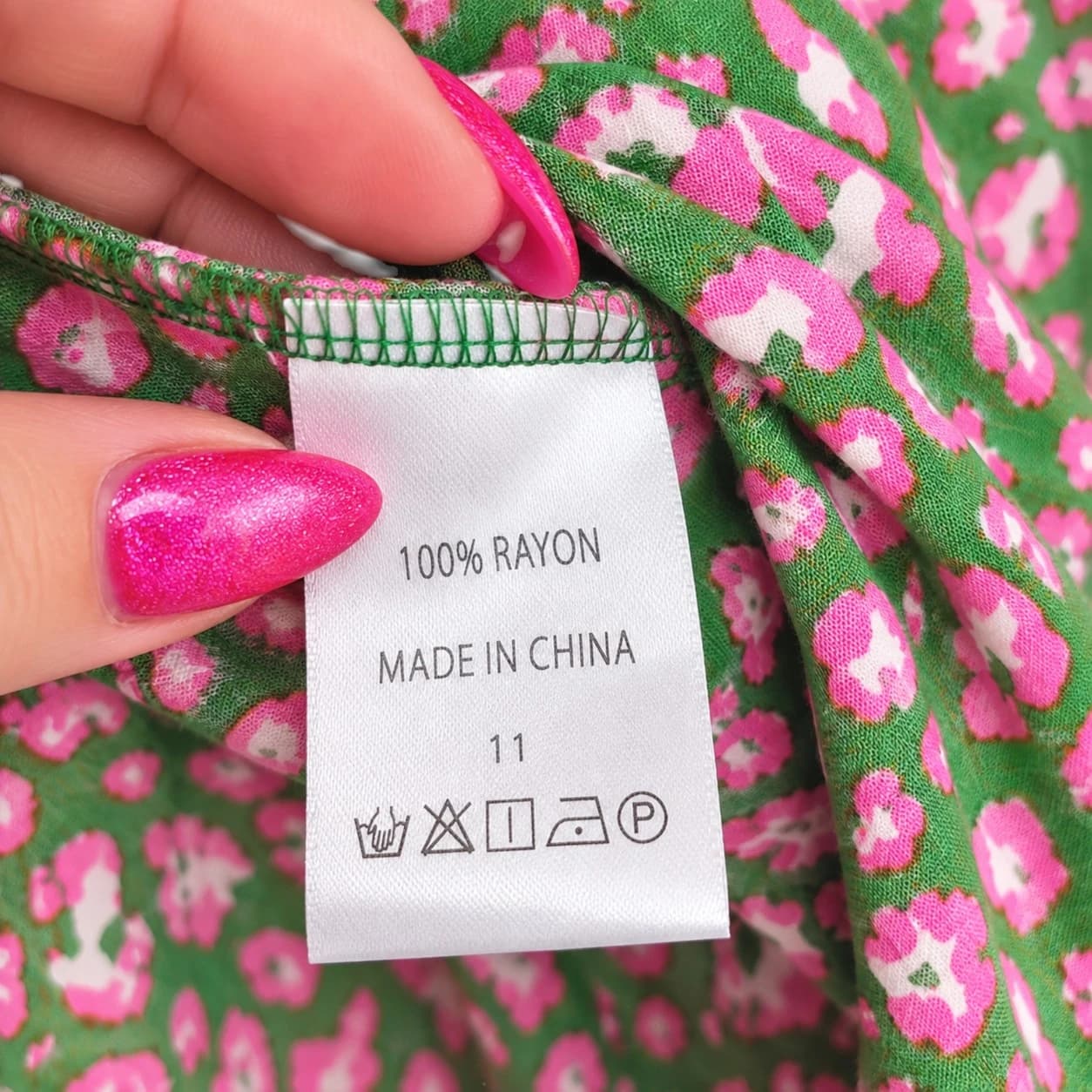 SALTY BRIGHT Green Pink Floral Tiered Tassel Boho Midi Dress Size 10 — photo 6 of 7