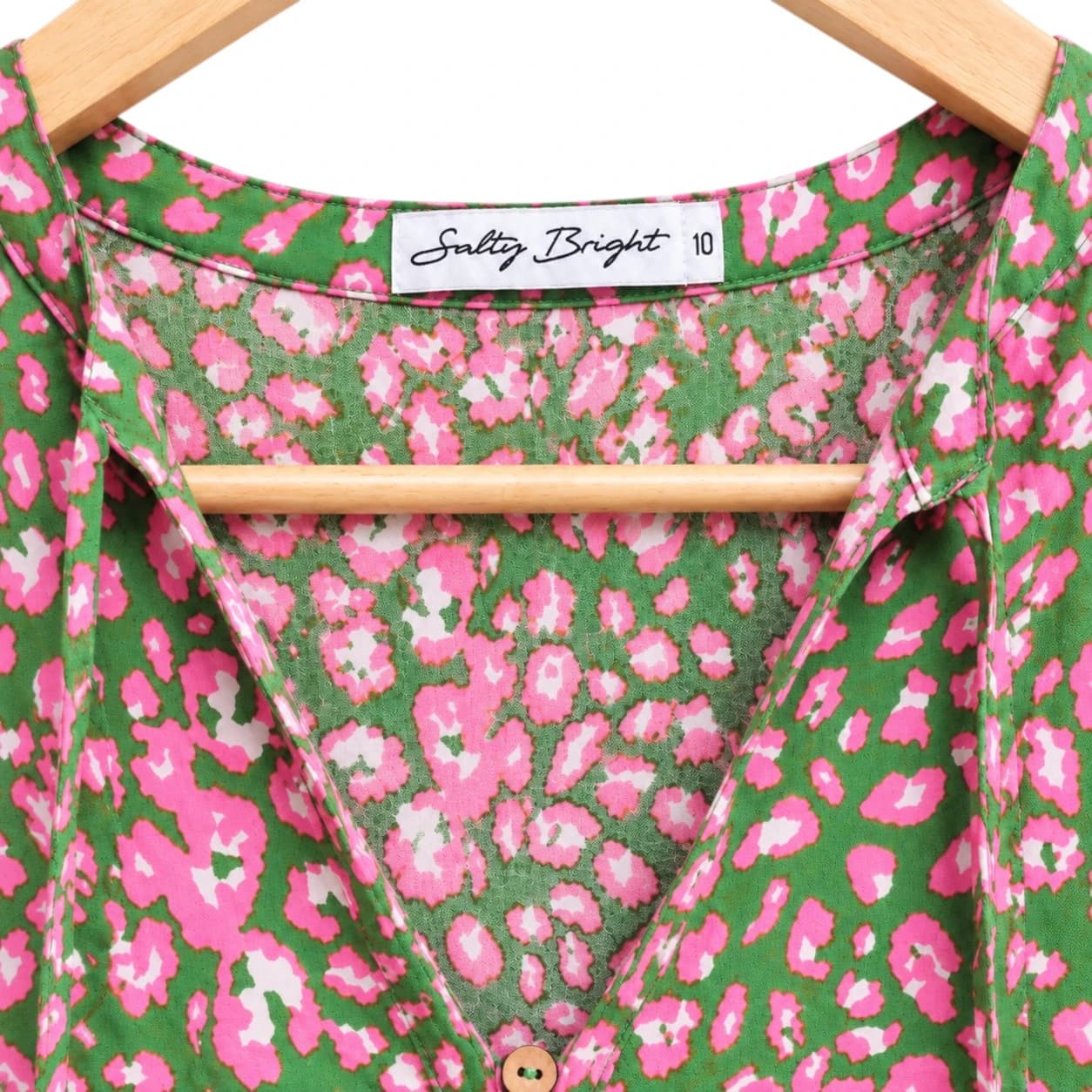 SALTY BRIGHT Green Pink Floral Tiered Tassel Boho Midi Dress Size 10 — photo 4 of 7