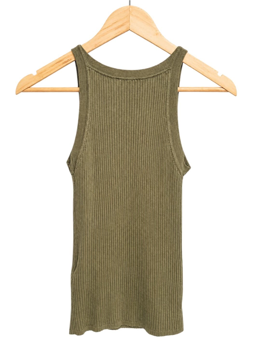 SANDRO Paris Ribbed Knit Tank Top Olive Green Gold Buttons Size 1 AU 8 — photo 3 of 6