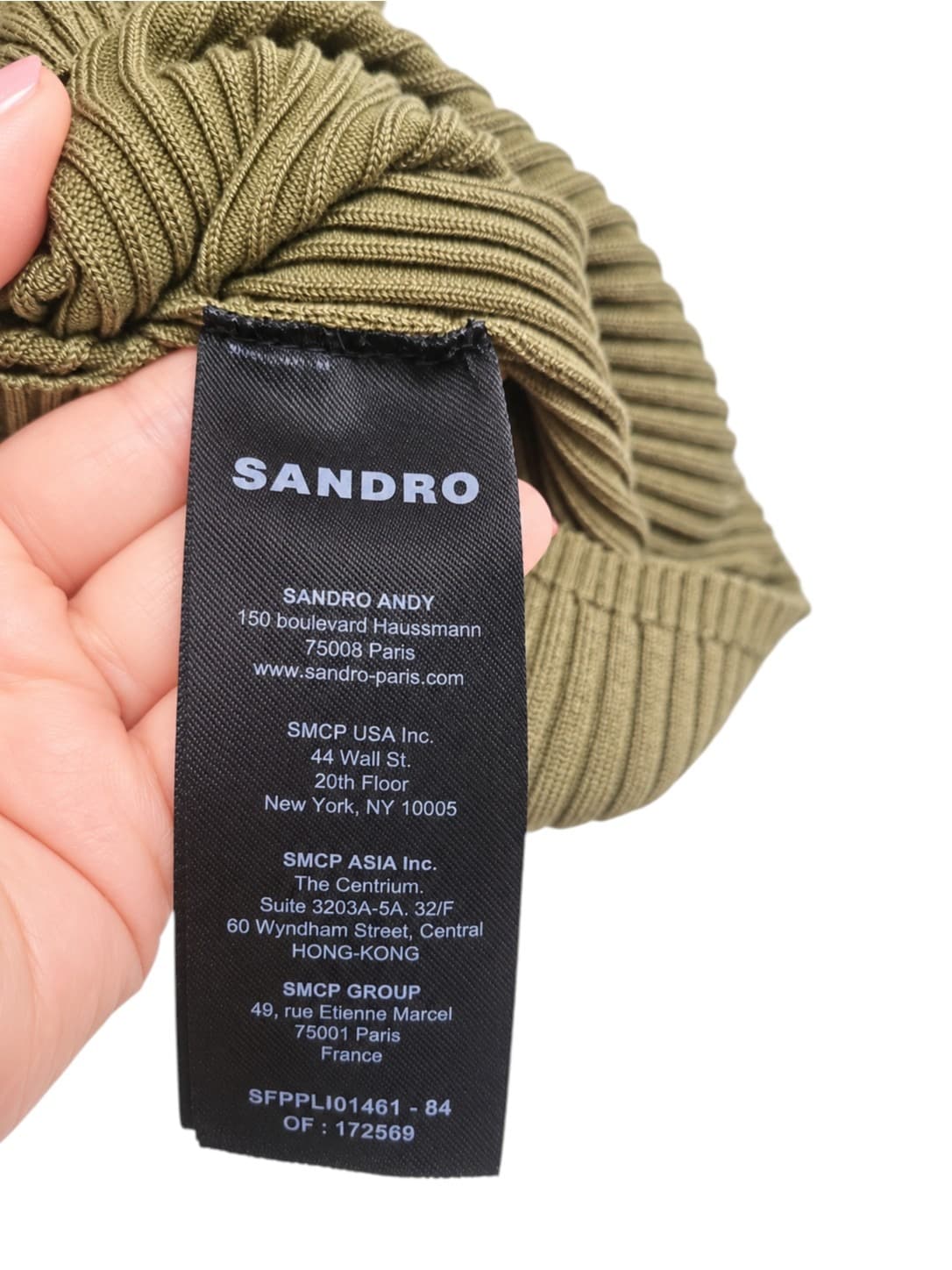 SANDRO Paris Ribbed Knit Tank Top Olive Green Gold Buttons Size 1 AU 8 — photo 6 of 6