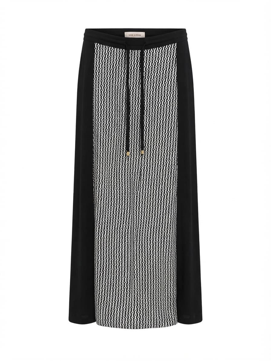 SASS & BIDE Black White Geometric Print Split Maxi Skirt AU 8 US 4 — photo 1 of 6