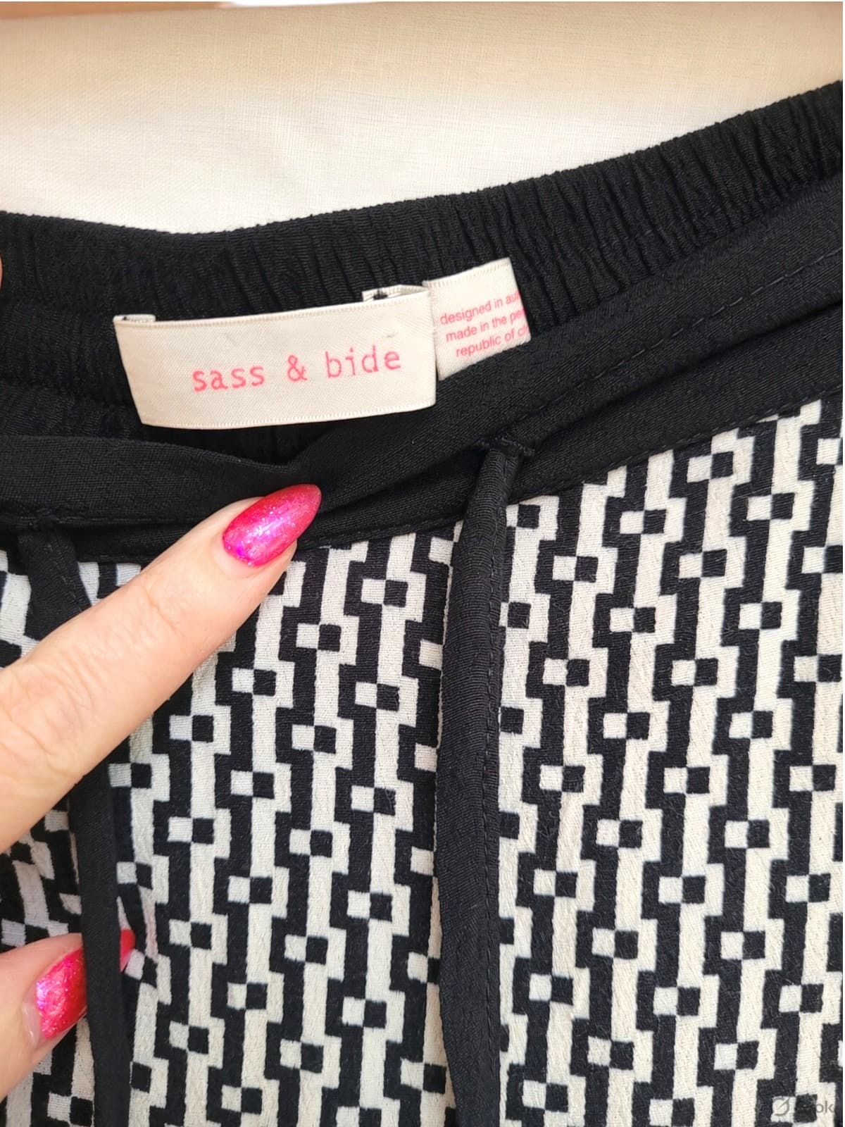SASS & BIDE Black White Geometric Print Split Maxi Skirt AU 8 US 4 — photo 2 of 6