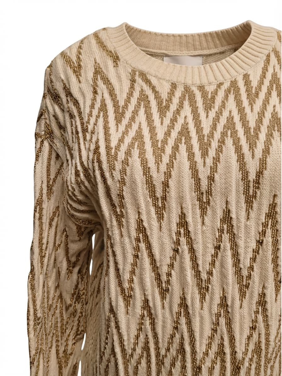 SASS & BIDE Full Time Love Cream Gold Metallic Knit Sweater Top Size L — photo 3 of 7
