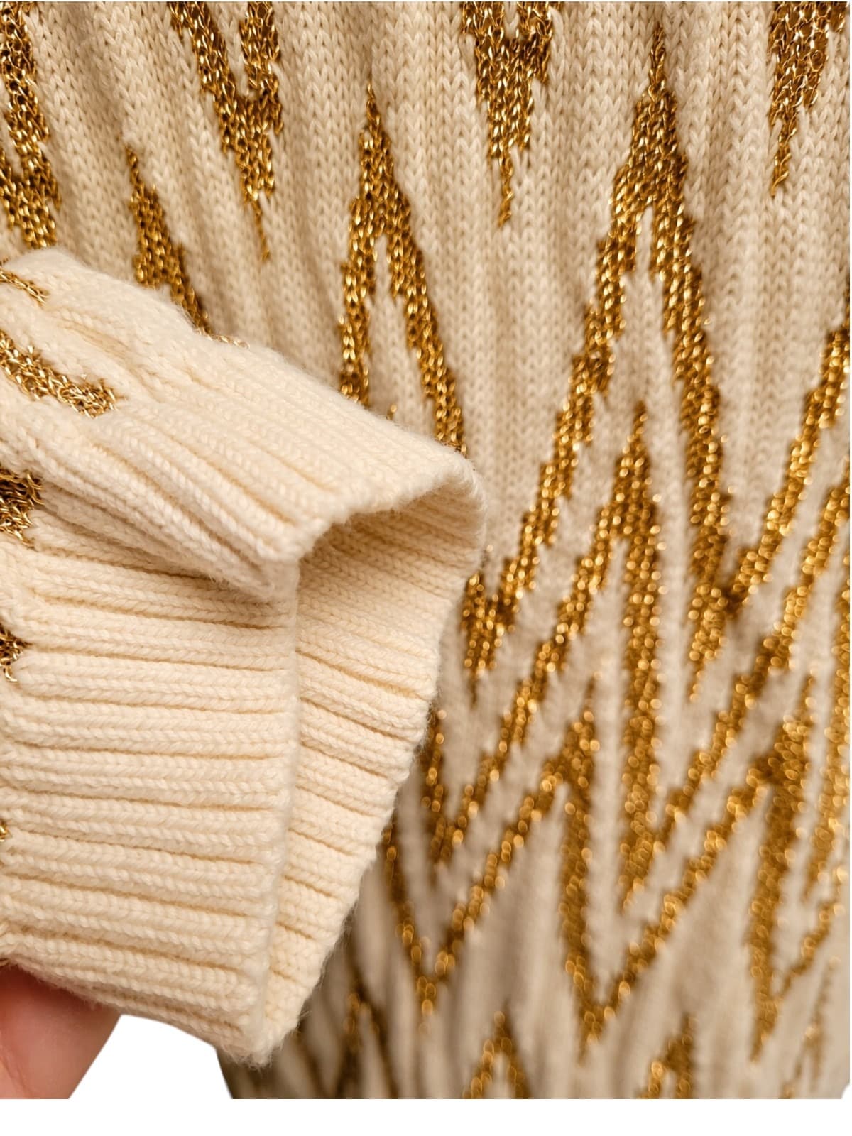 SASS & BIDE Full Time Love Cream Gold Metallic Knit Sweater Top Size L — photo 5 of 7