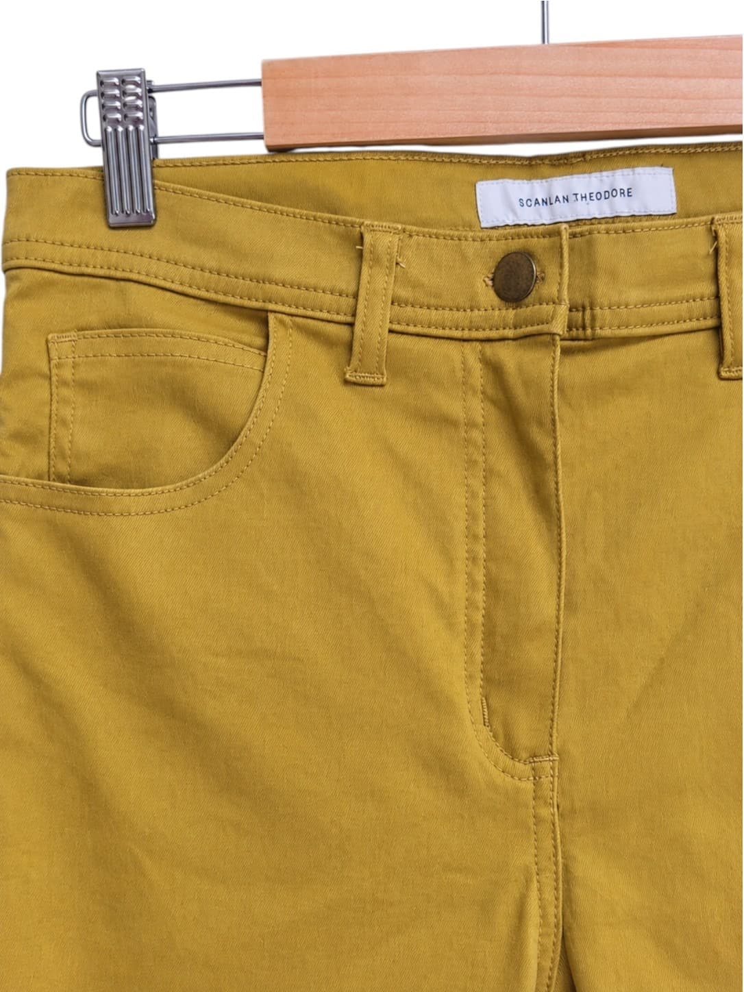 SCANLAN THEODORE Mustard Lime Slim Fit Cotton Blend Pants Trousers Size 10 — photo 2 of 5