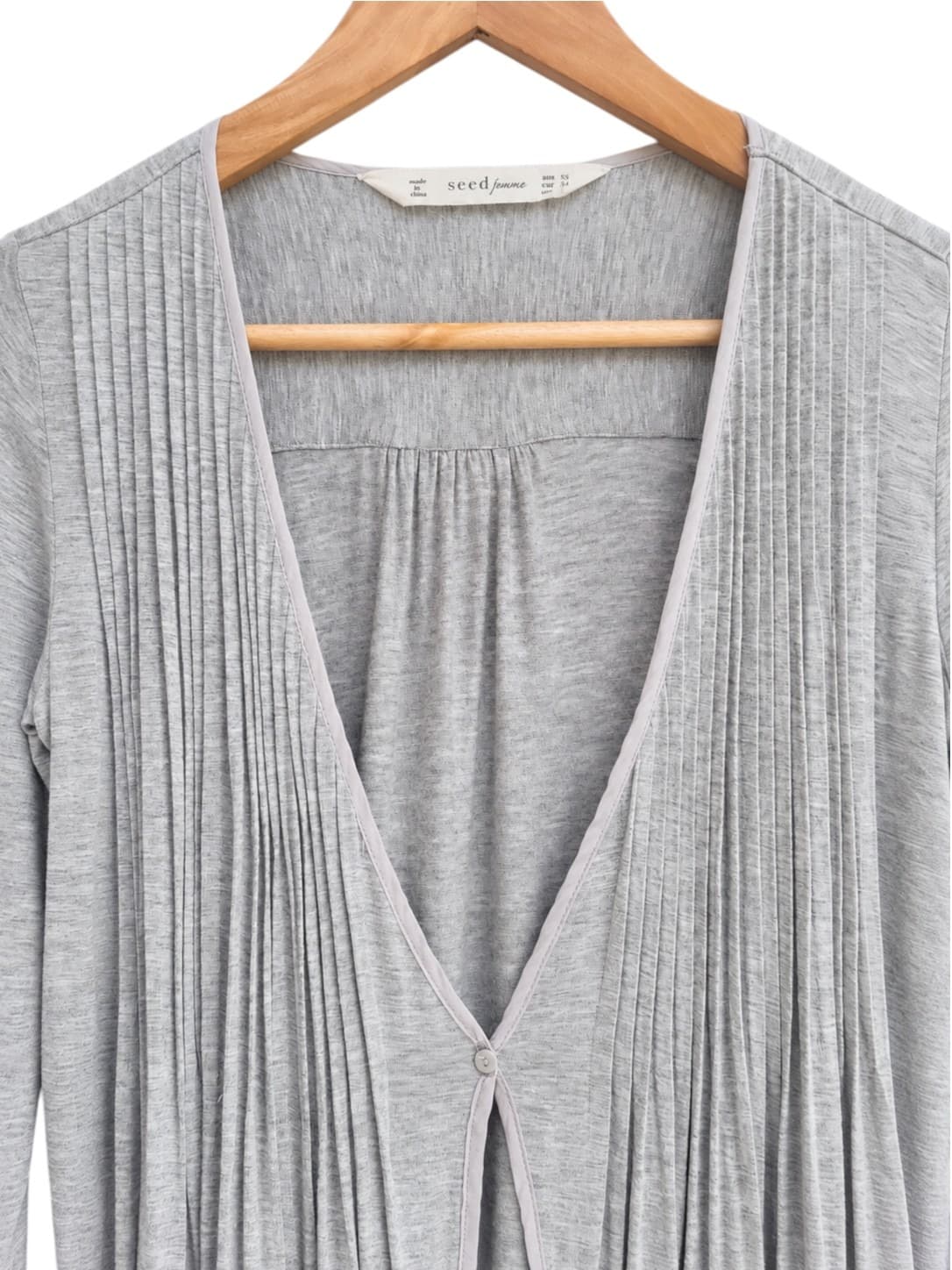 SEED FEMME Seed Heritage Grey Pleated Longline Cardigan Oversized XS — photo 2 of 7