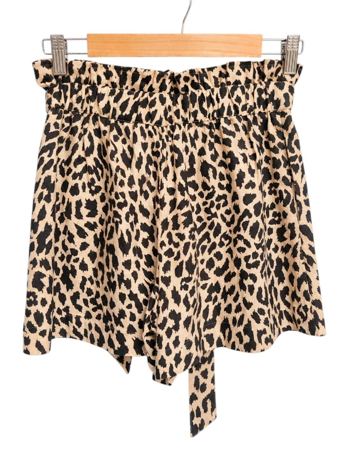 Seed Heritage Leopard Print Linen Blend Paperbag Shorts Womens 6 Tie Waist — photo 4 of 7