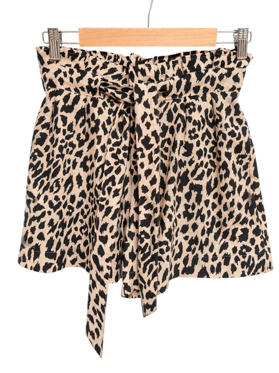 Seed Heritage Leopard Print Linen Blend Paperbag Shorts Womens 6 Tie Waist — photo 1 of 7