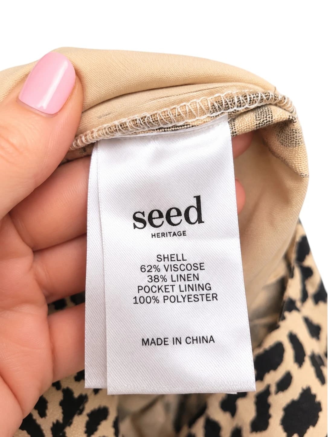 Seed Heritage Leopard Print Linen Blend Paperbag Shorts Womens 6 Tie Waist — photo 7 of 7