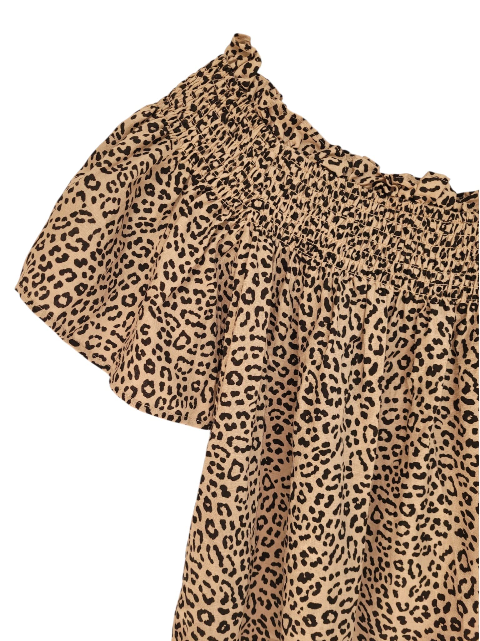 SEED HERITAGE Leopard Print Off Shoulder Linen Blouse Top Size 12 — photo 3 of 6