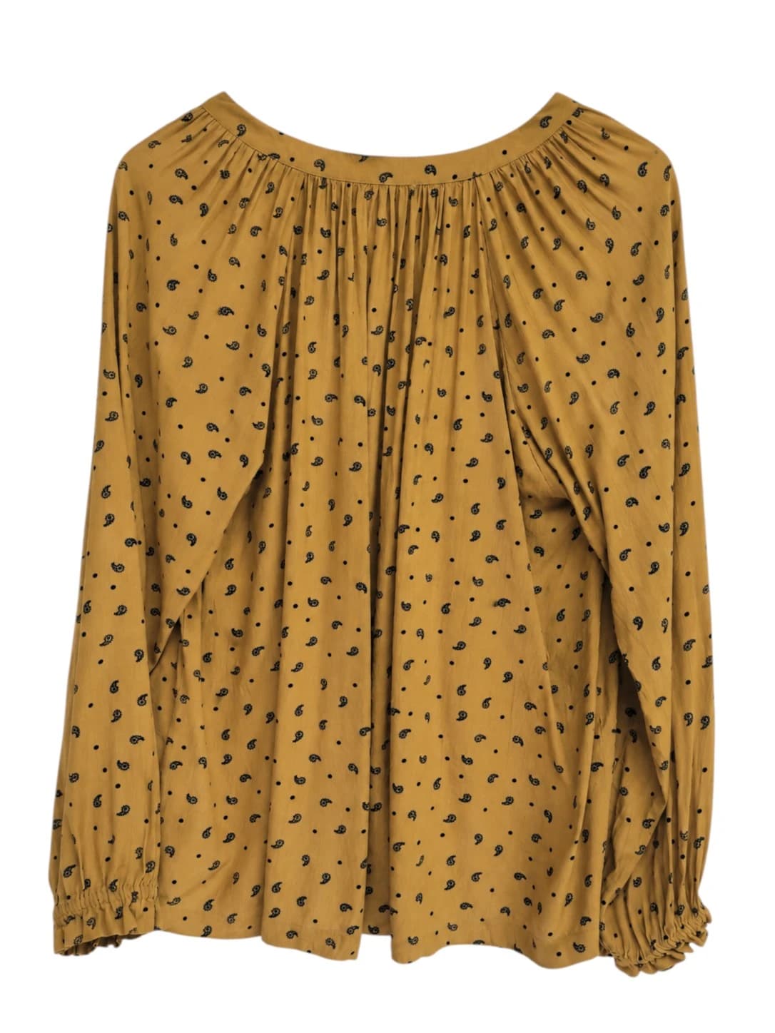 SEED HERITAGE Mustard Paisley Print Tassel Tie Blouse Size 10 — photo 2 of 6