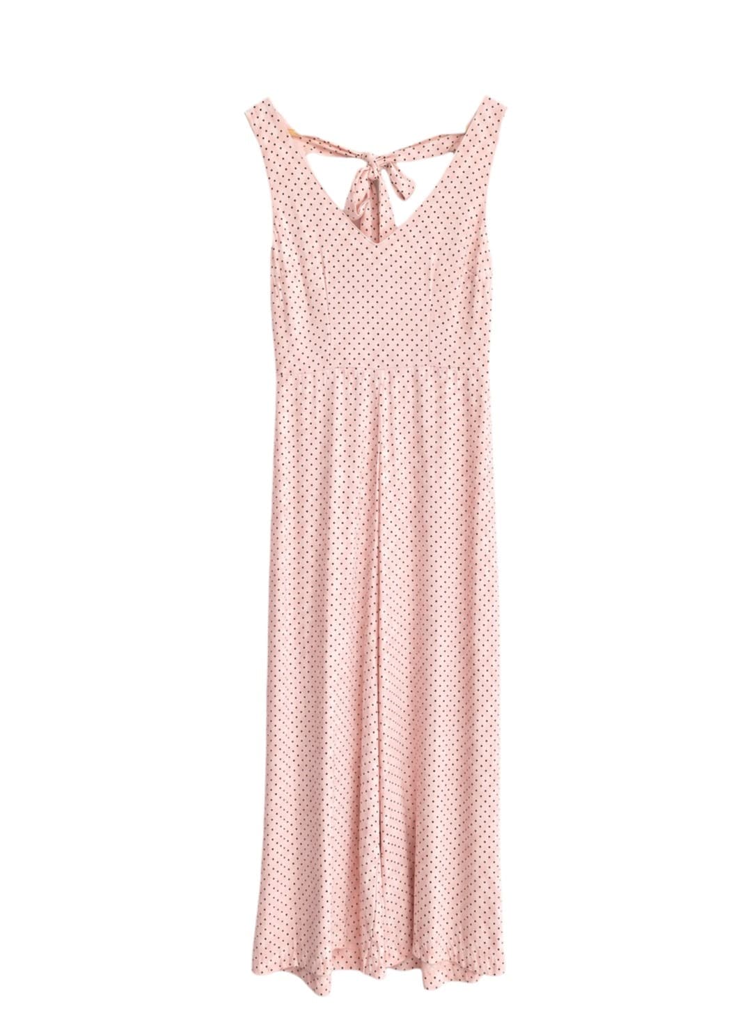 SEED HERITAGE Pink Black Polka Dot Wide Leg Jumpsuit Tie Back Size 6 — photo 2 of 6