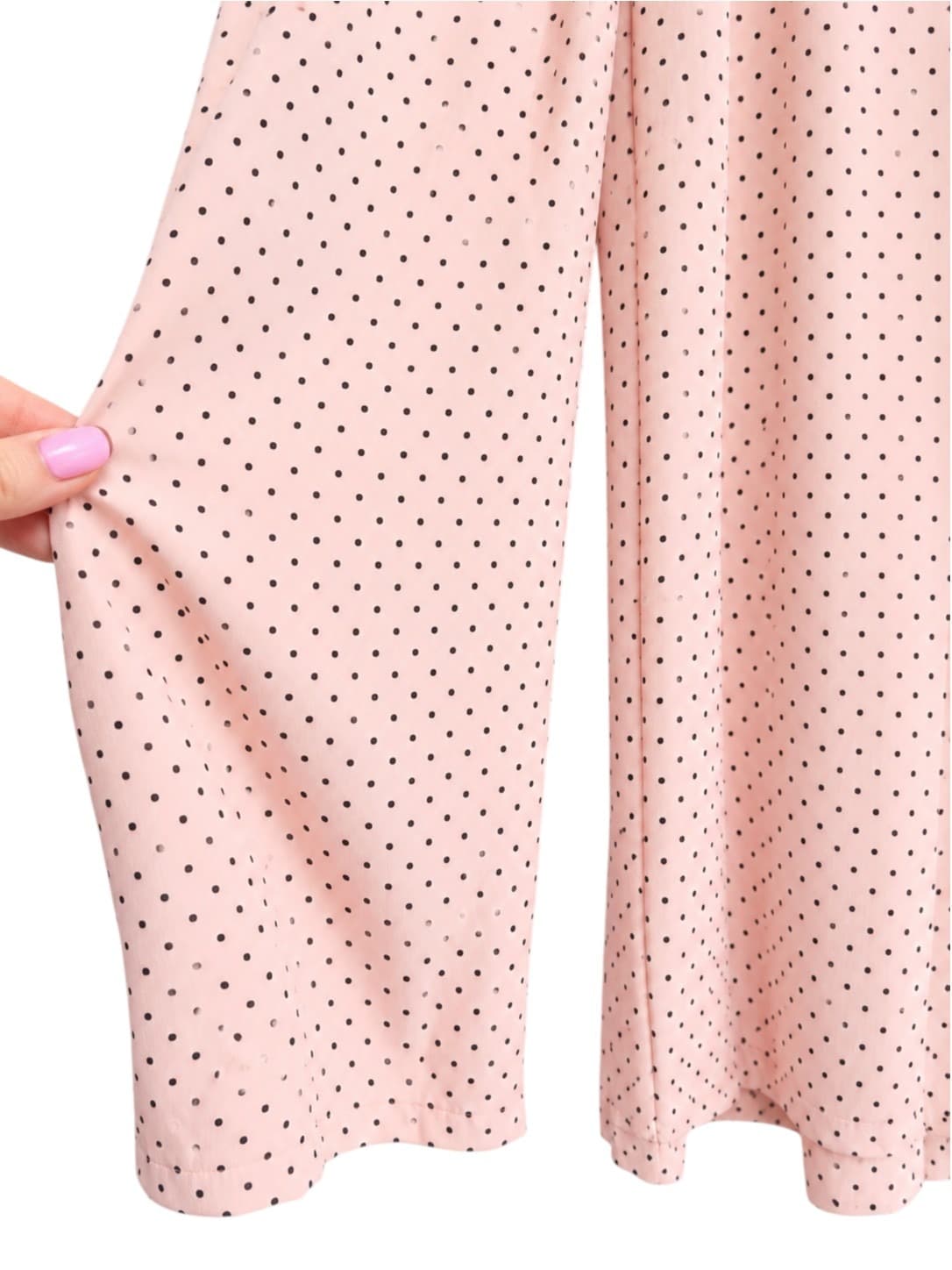 SEED HERITAGE Pink Black Polka Dot Wide Leg Jumpsuit Tie Back Size 6 — photo 3 of 6