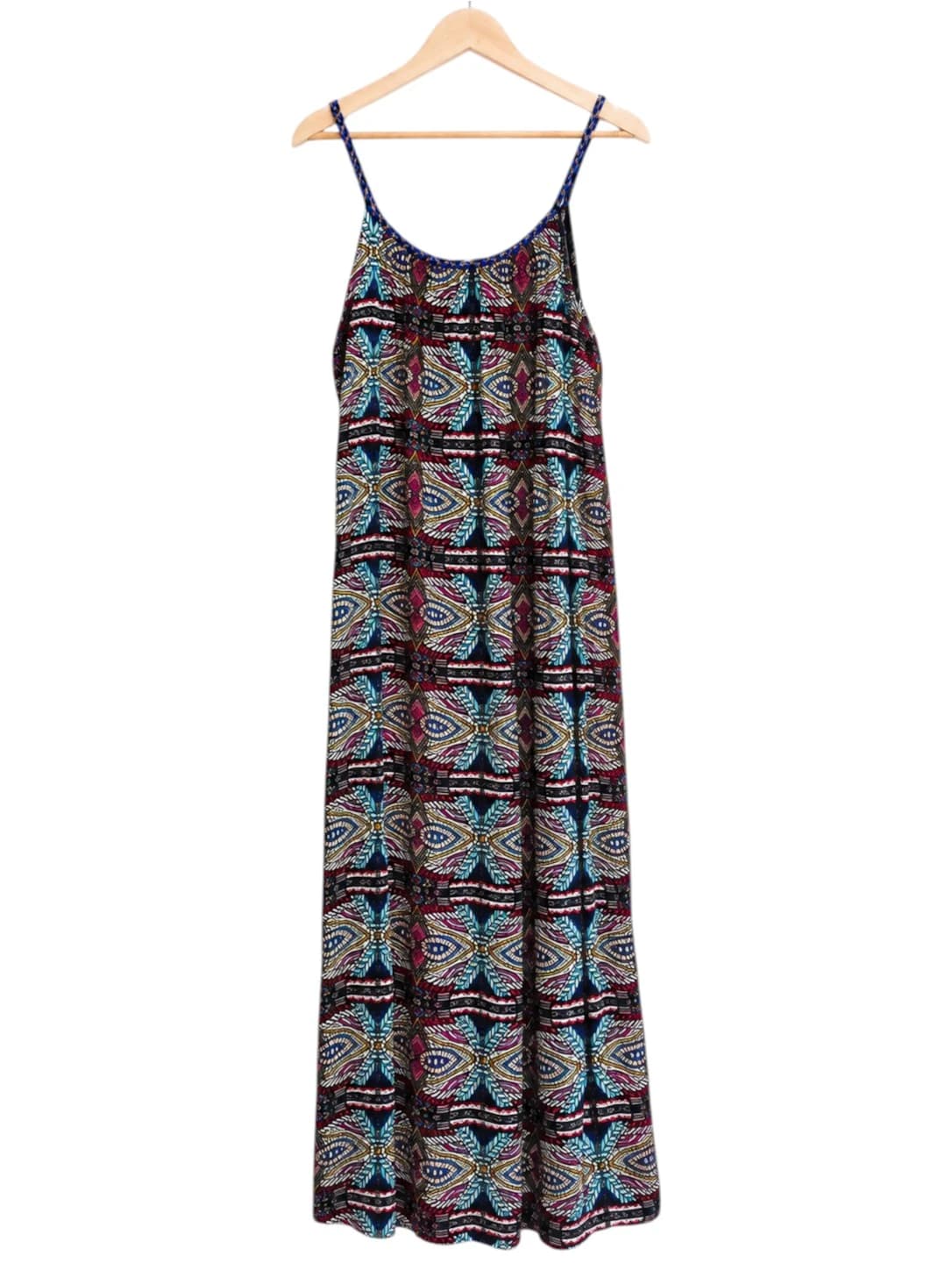SEED HERITAGE Tribal Geo Print Maxi Dress Chain Braided Straps Size 12 — photo 2 of 7