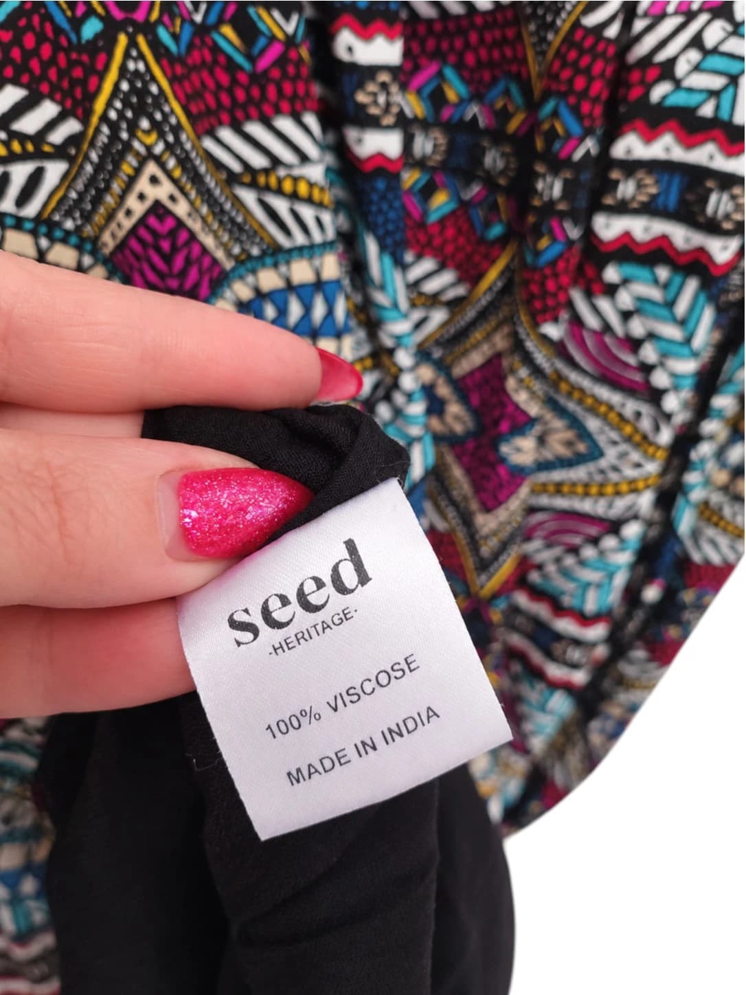 SEED HERITAGE Tribal Geo Print Maxi Dress Chain Braided Straps Size 12 — photo 6 of 7
