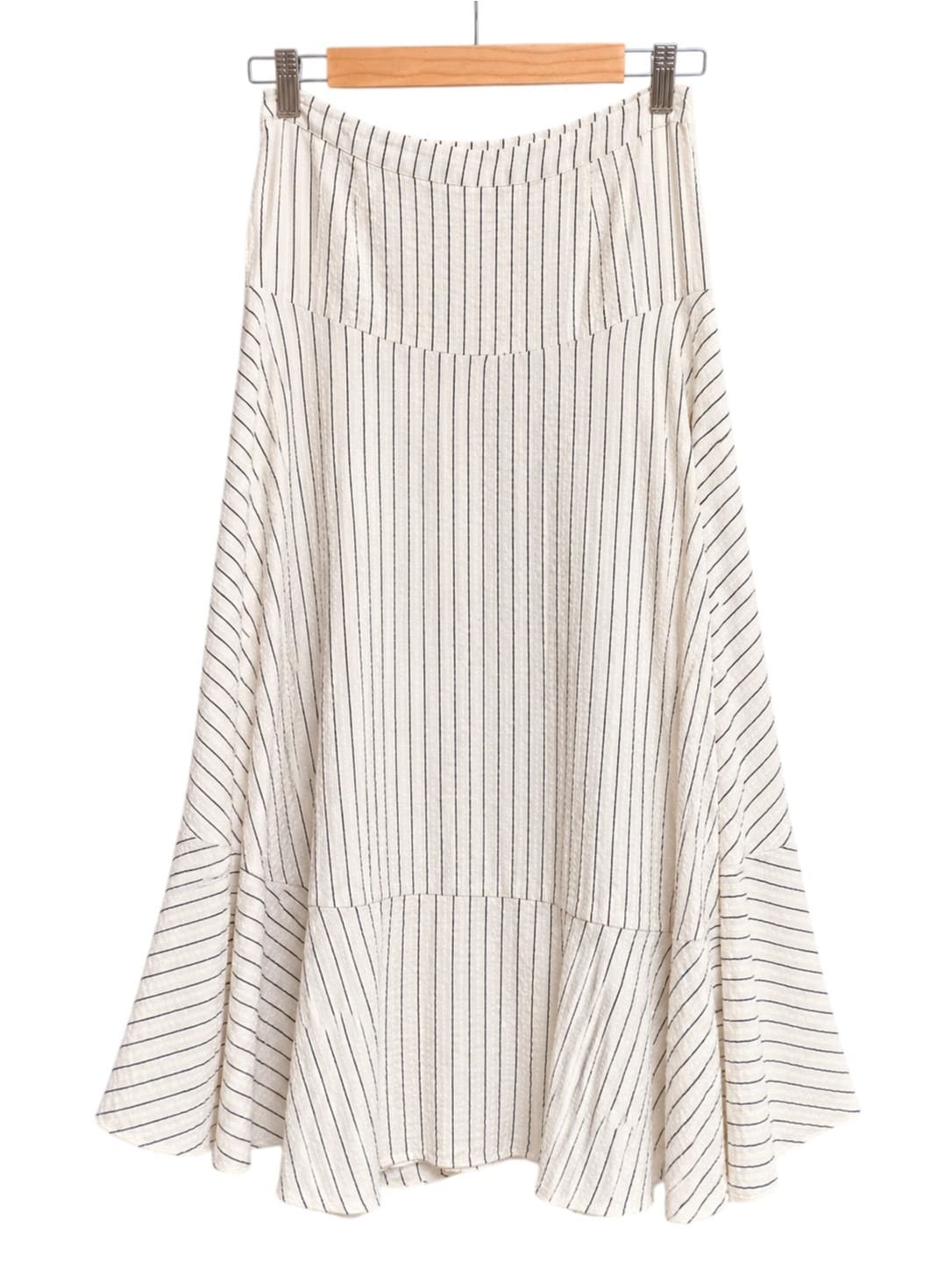 Seed Heritage Womens Midi Skirt Size 8 Cream Black Pinstripe Panelled A Line — photo 1 of 6