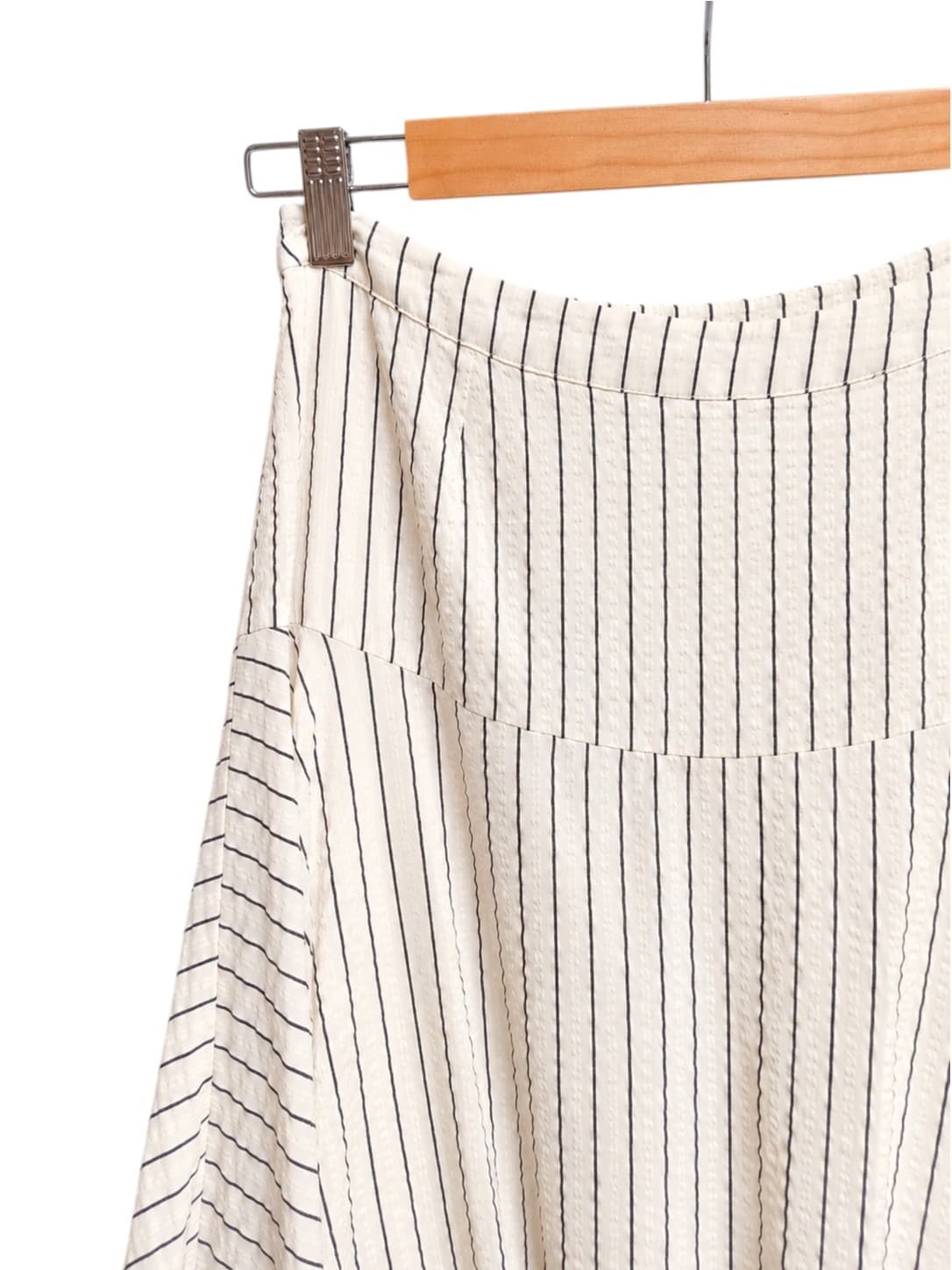 Seed Heritage Womens Midi Skirt Size 8 Cream Black Pinstripe Panelled A Line — photo 2 of 6