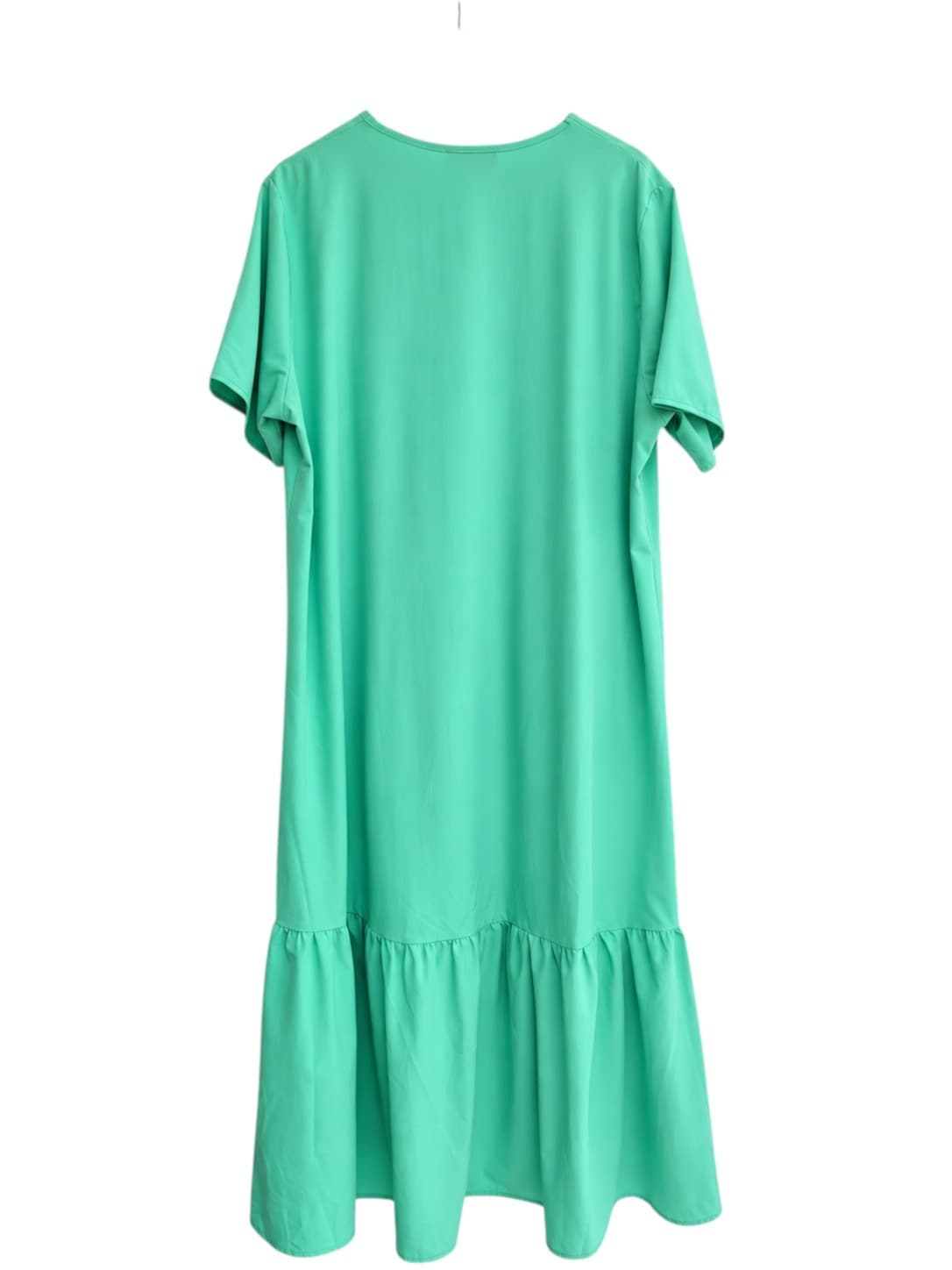 SERAFINA Green V-Neck Asymmetric Gathered Ruffle Maxi Dress XL — photo 2 of 5