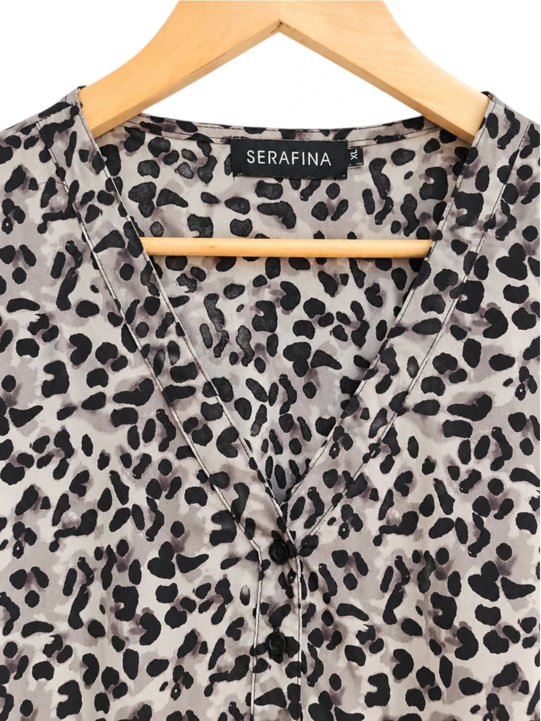 SERAFINA Grey Black Leopard Print V-Neck Tunic Dress Size XL — photo 2 of 4