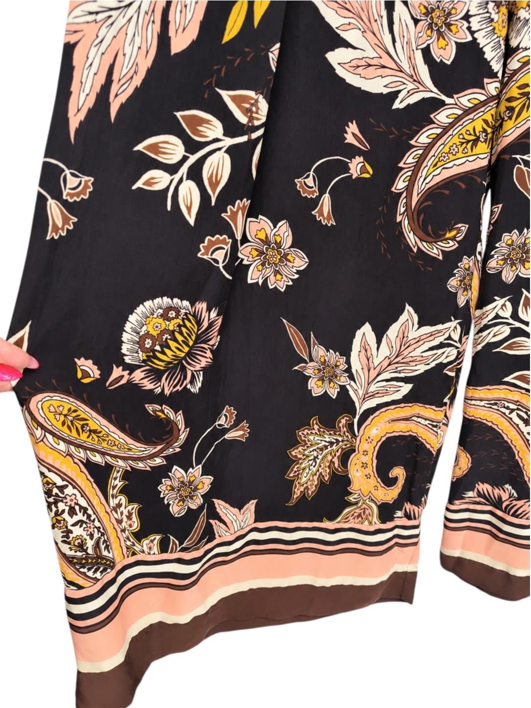 SHEIKE Black Floral Paisley Print Wide Leg Pants Belted Size 10 — photo 3 of 7