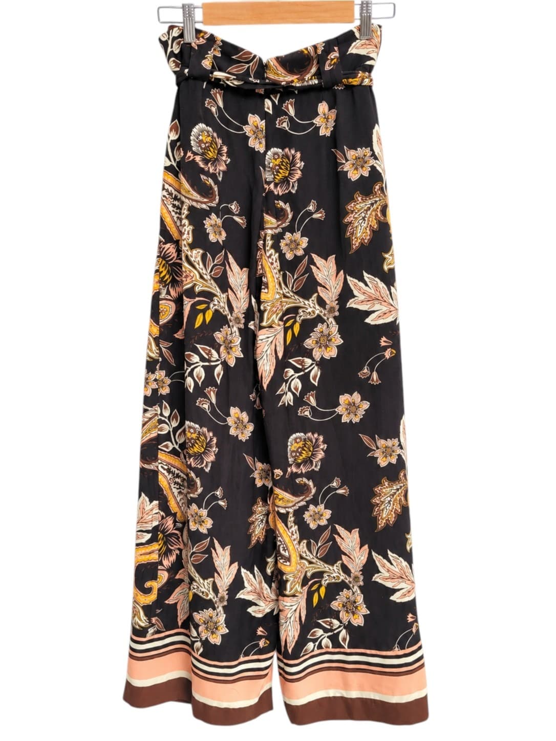 SHEIKE Black Floral Paisley Print Wide Leg Pants Belted Size 10 — photo 4 of 7