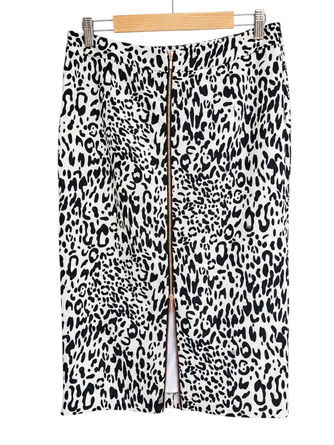SHEIKE Black White Leopard Print Front Zip Pencil Midi Skirt Size 14 — photo 2 of 7