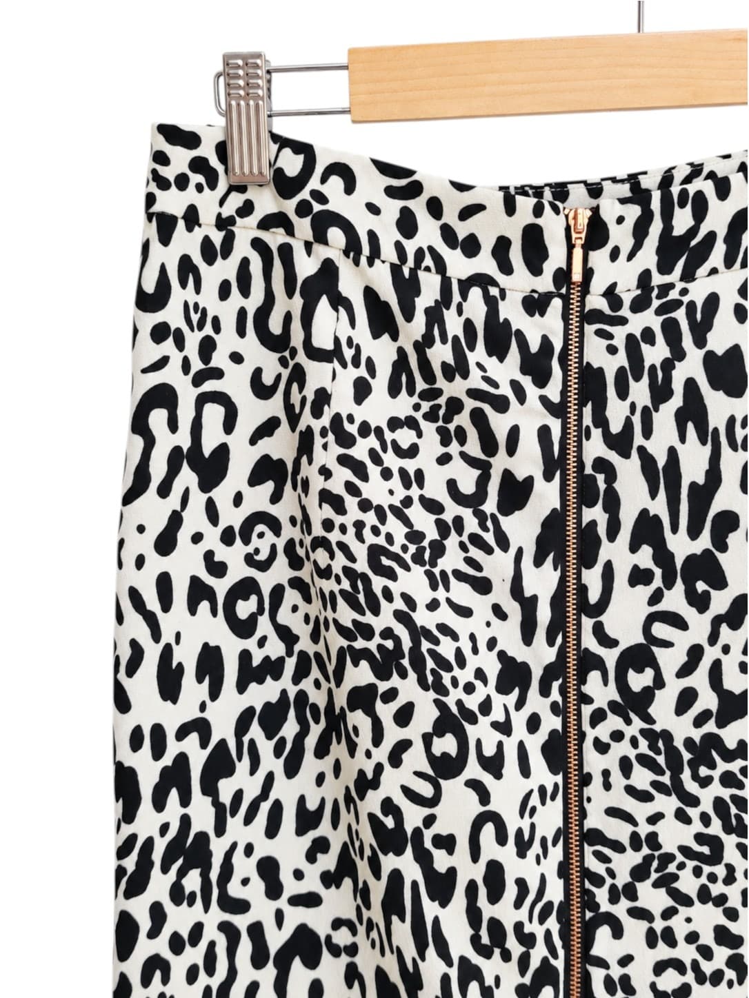 SHEIKE Black White Leopard Print Front Zip Pencil Midi Skirt Size 14 — photo 1 of 7