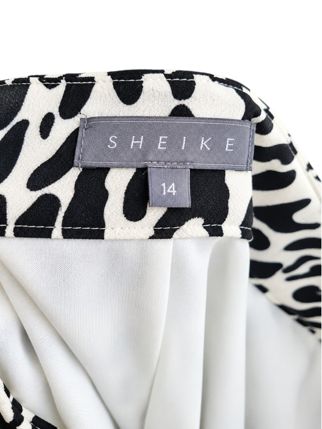 SHEIKE Black White Leopard Print Front Zip Pencil Midi Skirt Size 14 — photo 6 of 7