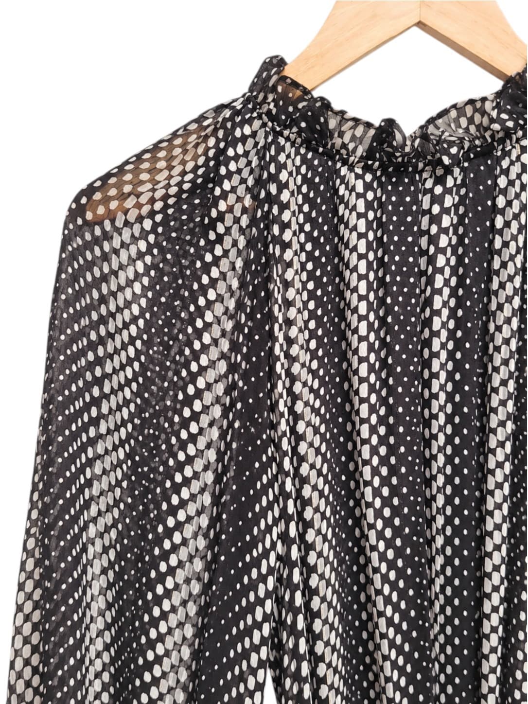SHEIKE Black White Polka Dot Ruffle Mini Dress Balloon Sleeve Size 14 — photo 2 of 7