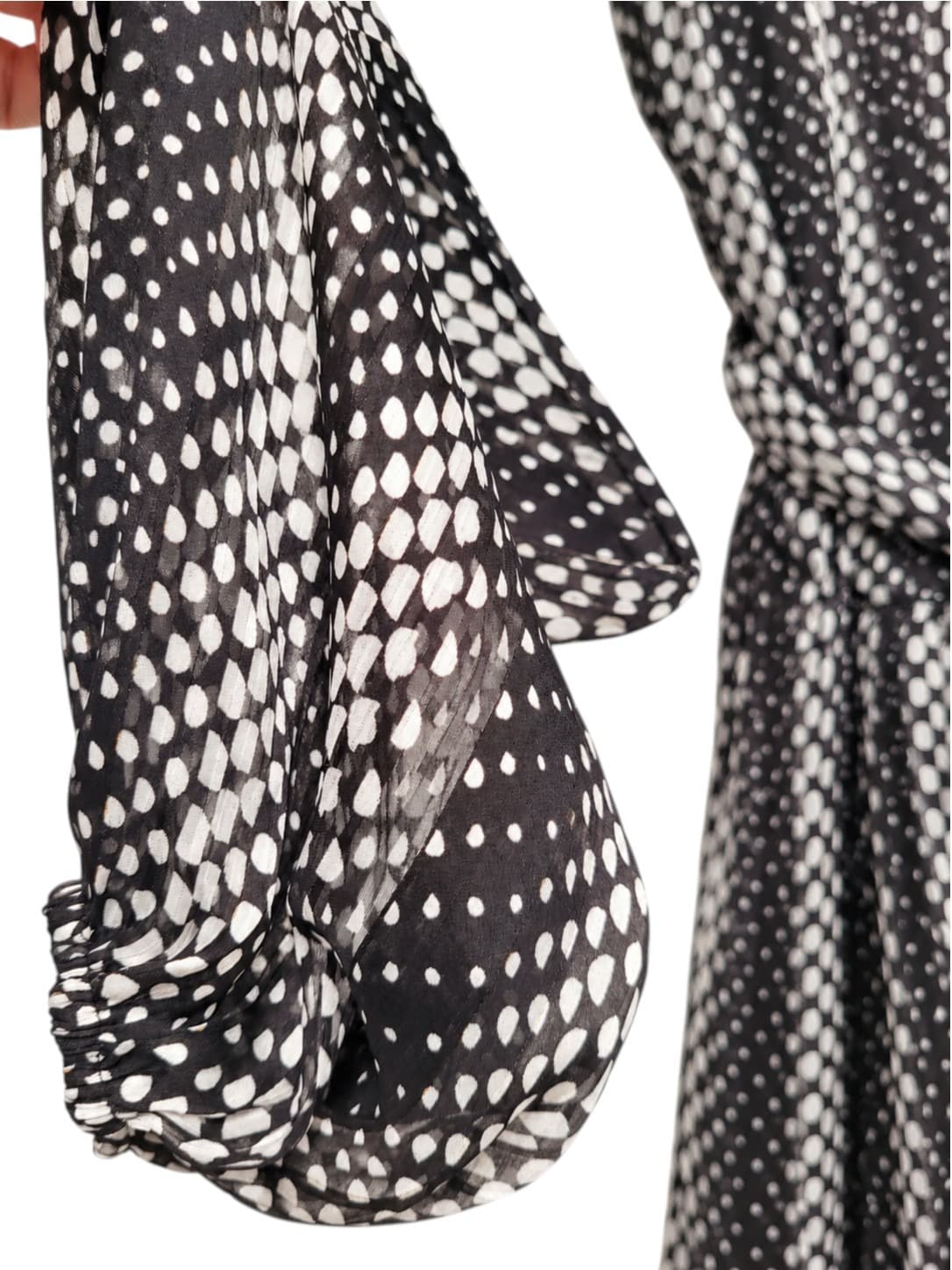 SHEIKE Black White Polka Dot Ruffle Mini Dress Balloon Sleeve Size 14 — photo 3 of 7