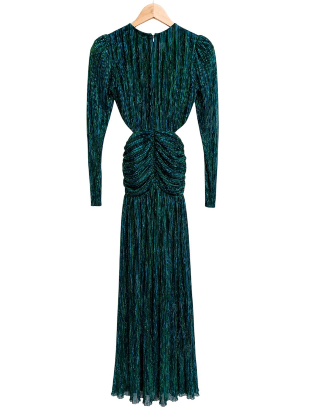 SHEIKE Millenium Dress Size 6 Green Metallic Pleated Cut Out Midi Evening — photo 8 of 9