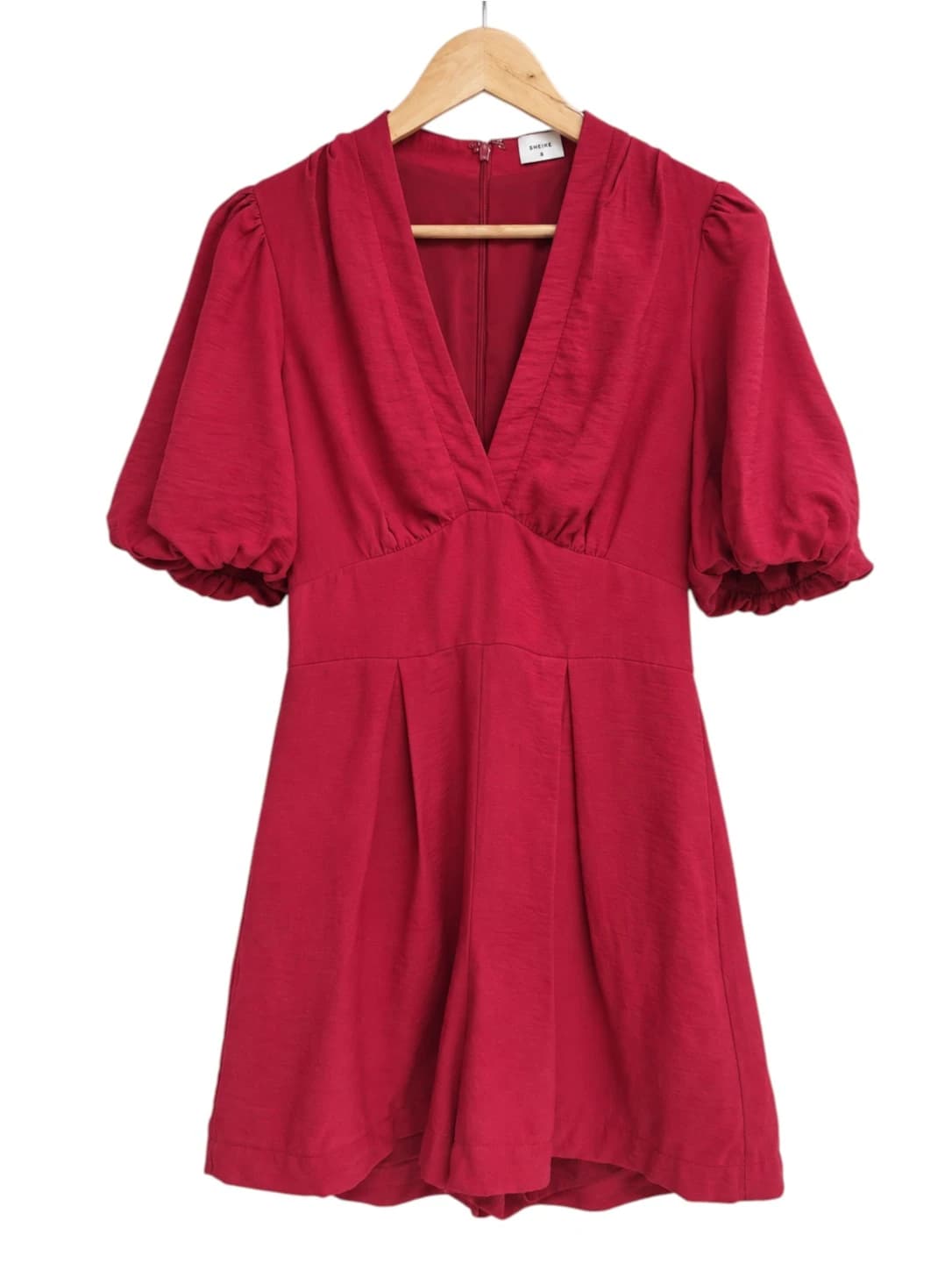 SHEIKE Raspberry Pink Puff Sleeve Pleated Romper Playsuit Size 8 — photo 1 of 8