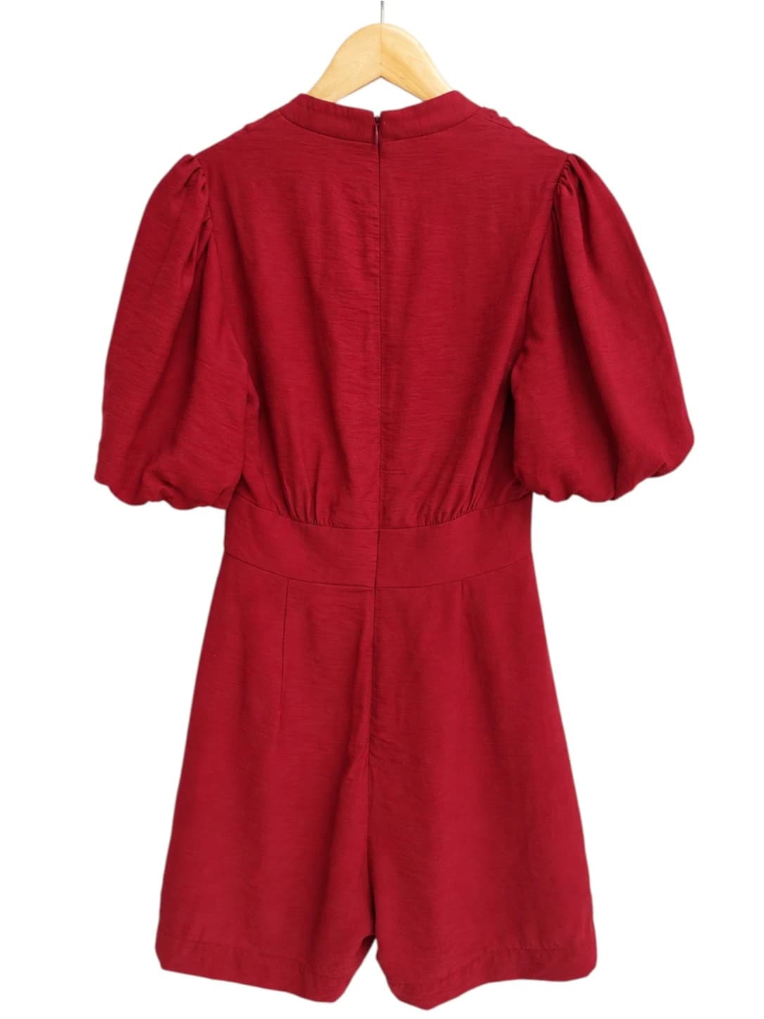 SHEIKE Raspberry Pink Puff Sleeve Pleated Romper Playsuit Size 8 — photo 4 of 8