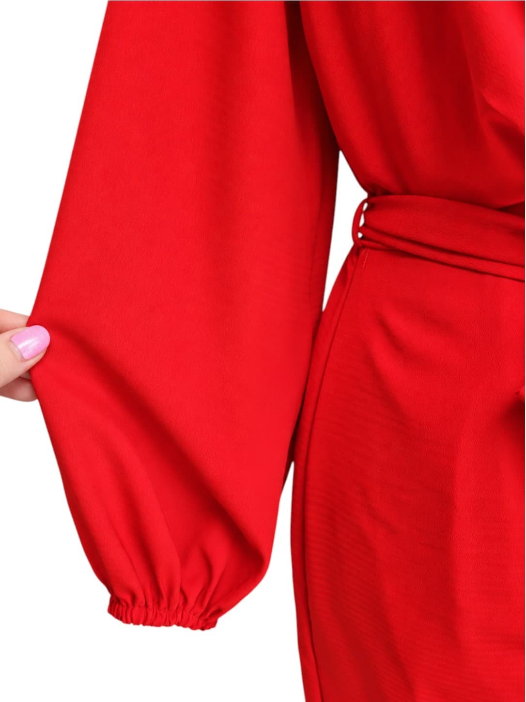 SHEIKE Red Wrap Style Mini Dress Balloon Sleeve Tie Waist Size 8 — photo 2 of 7