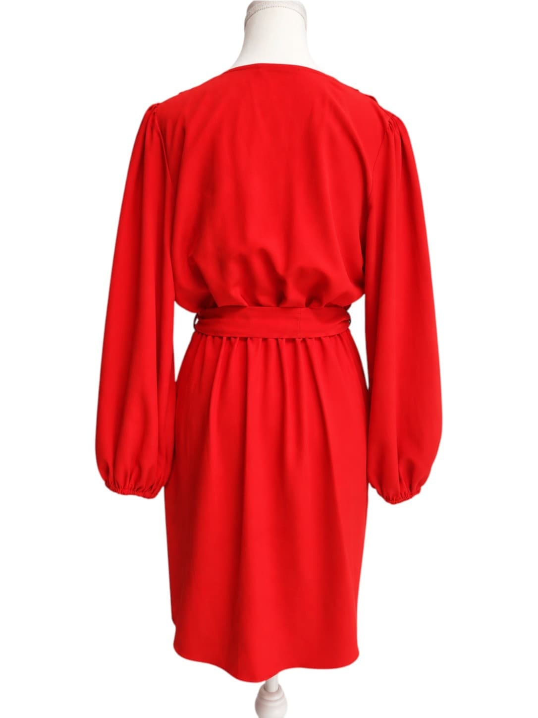 SHEIKE Red Wrap Style Mini Dress Balloon Sleeve Tie Waist Size 8 — photo 4 of 7
