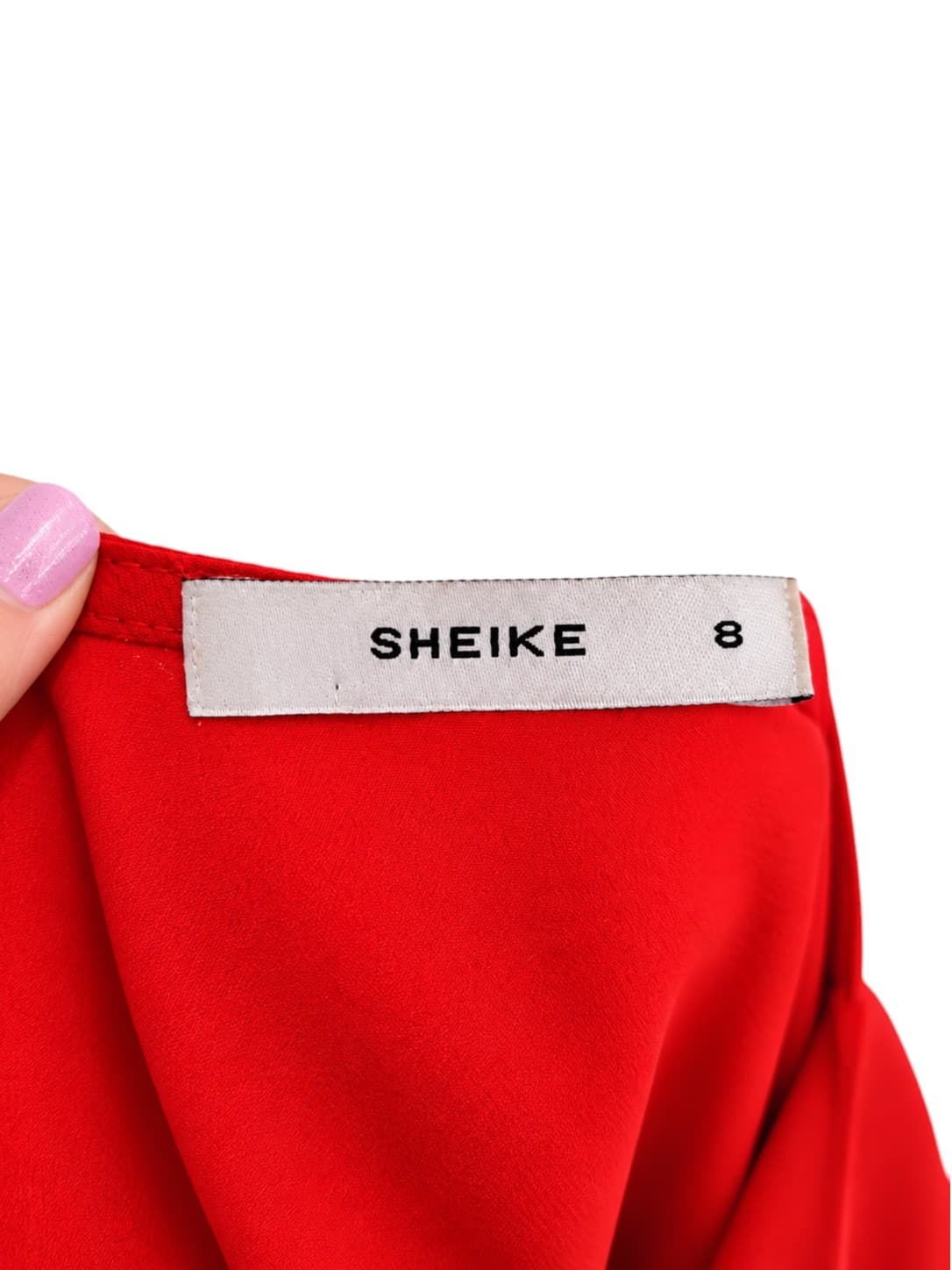 SHEIKE Red Wrap Style Mini Dress Balloon Sleeve Tie Waist Size 8 — photo 5 of 7