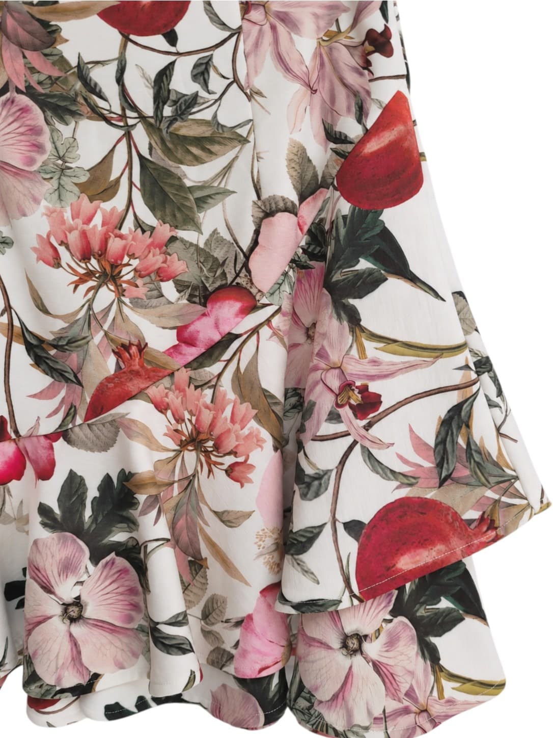 SHEIKE White Pink Botanical Floral Print Ruffle Mini Skirt Size 8 — photo 2 of 6